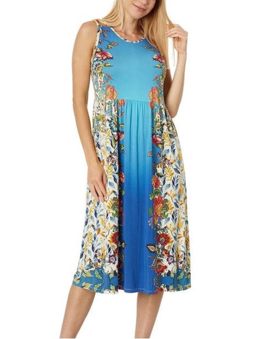 Johnny Was Tank Dress XS Blue Floral Easy Fit Boho NWT $198